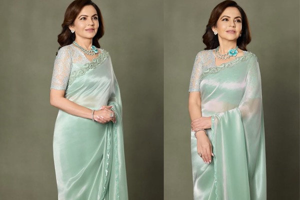 Nita Ambani Stuns in Manish Malhotra Sari & Rare Paraíba Necklace